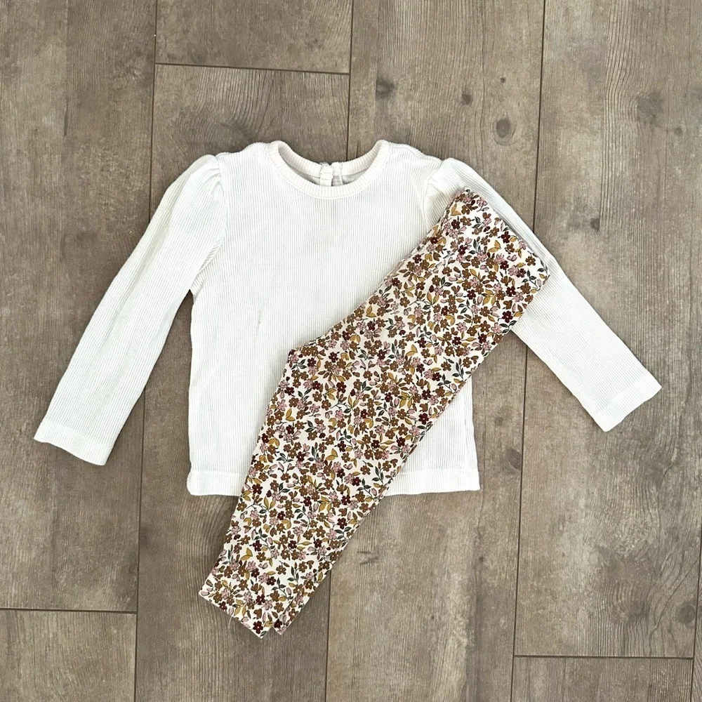 Little Me Long Sleeve & Carter’s Fall Harvest Leggings Baby Girl 18 months